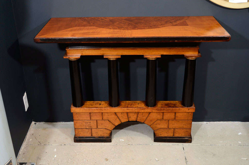 Pair Neo Classical Architectural Form Italian Console Tables