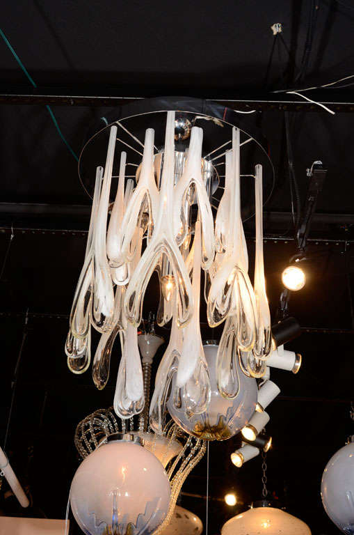 1970's Italian Sculptural Glass Chandelier