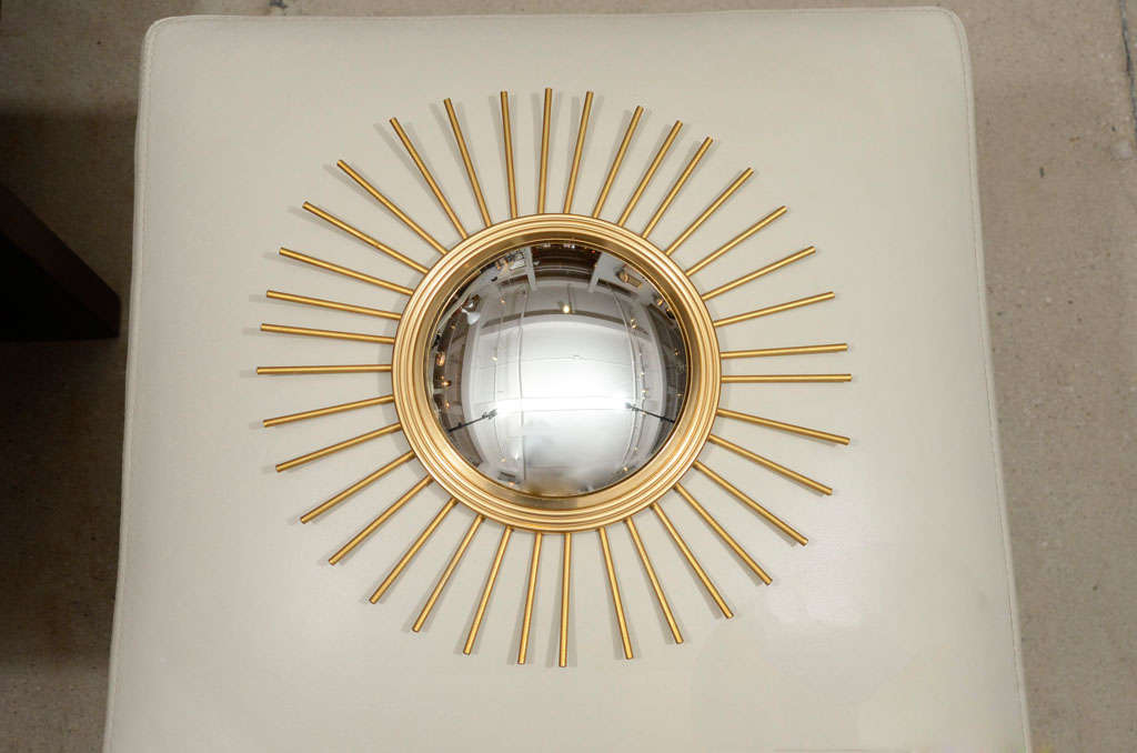 French Brass Sunburst Bull's Eye Wall Mirror