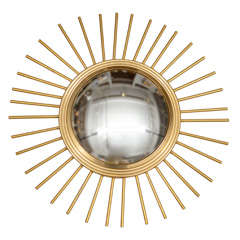 French Brass Sunburst Bull's Eye Wall Mirror