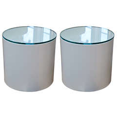 Pair of Cylindrical Side Tables in the style of Milo Baughman