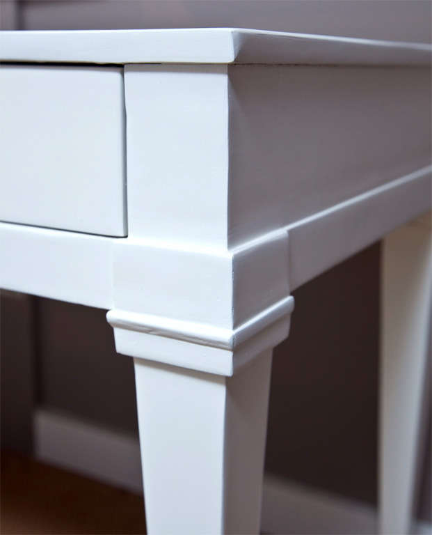 White Lacquered Desk/Console by Baker In Excellent Condition In Wilton, CT