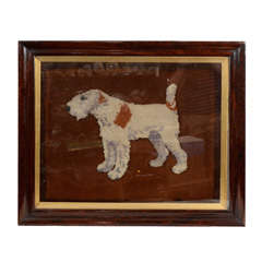 A Large Woolwork Picture of A Wire Haired Fox Terrier