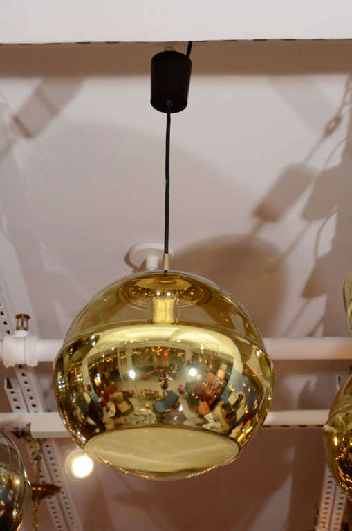 Mid-20th Century Stunning Group of Silver and Gold Hanging Ball Chandeliers