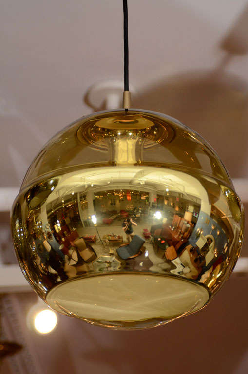 Glass Stunning Group of Silver and Gold Hanging Ball Chandeliers