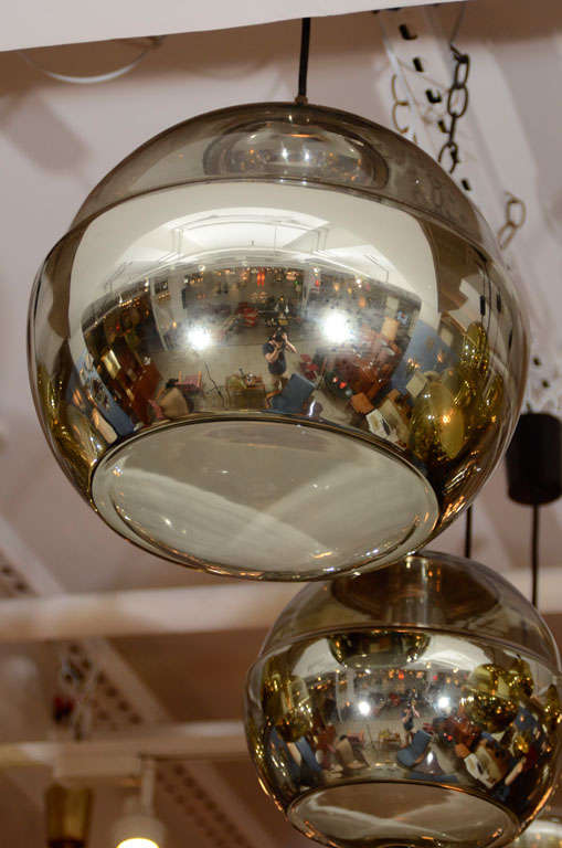 Stunning Group of Silver and Gold Hanging Ball Chandeliers 1