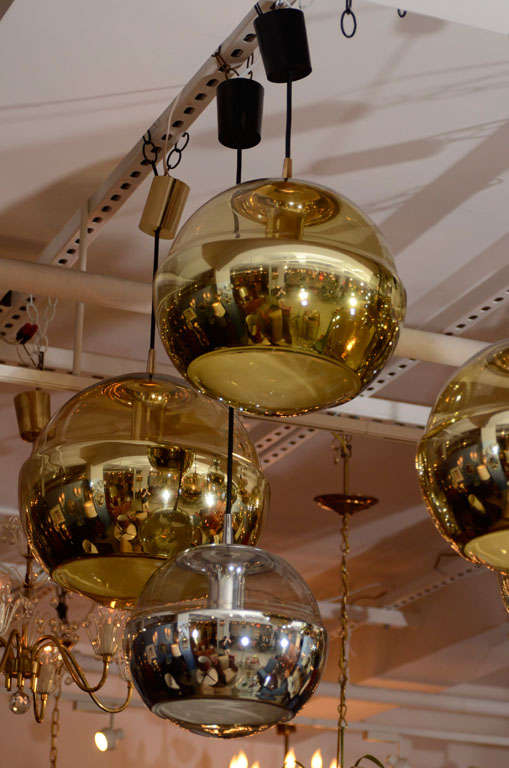 Stunning Group of Silver and Gold Hanging Ball Chandeliers 2