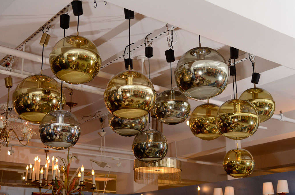 Stunning Group of Silver and Gold Hanging Ball Chandeliers 4