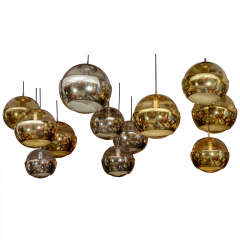 Stunning Group of Silver and Gold Hanging Ball Chandeliers