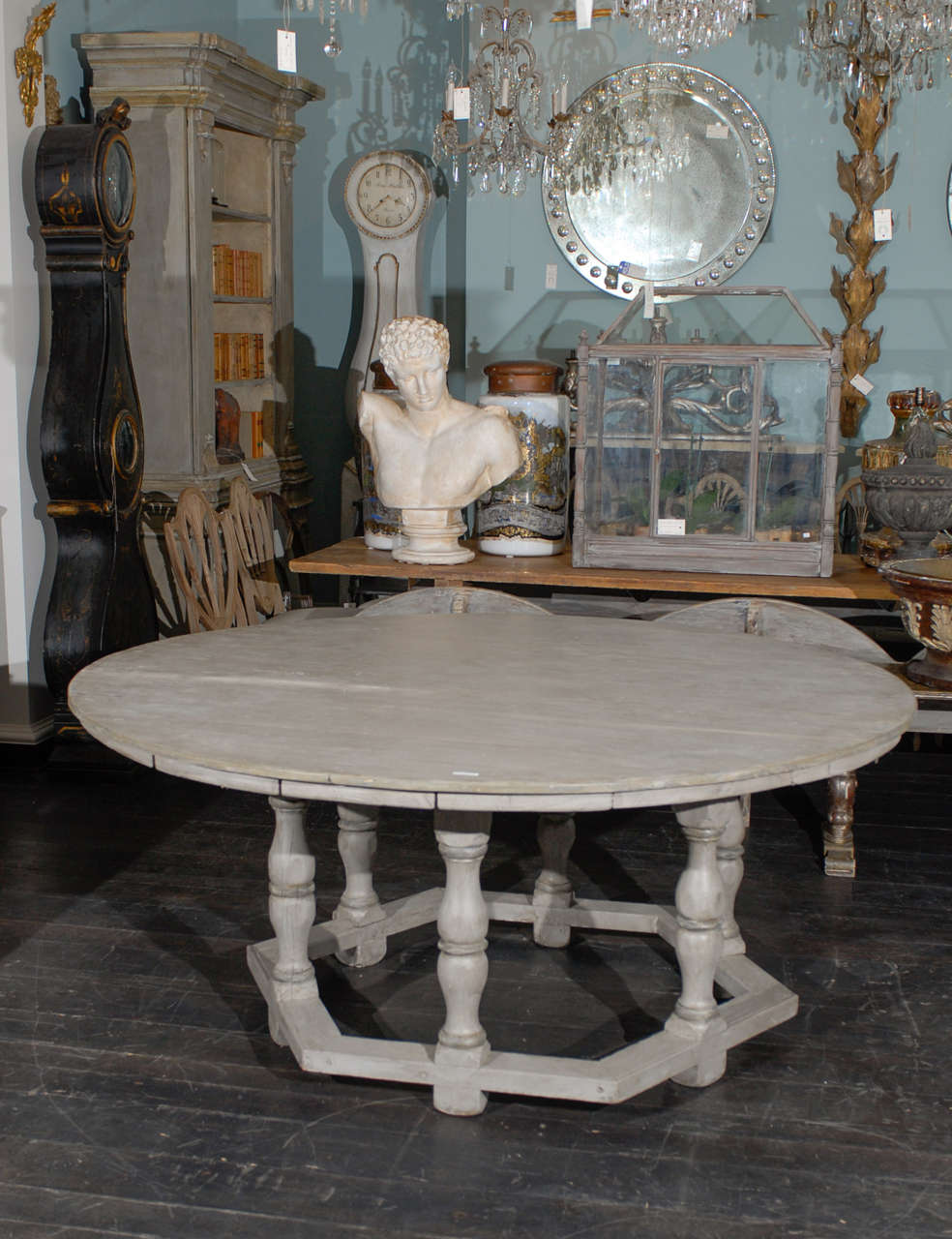 A Round Top Table with Hexagonal Base