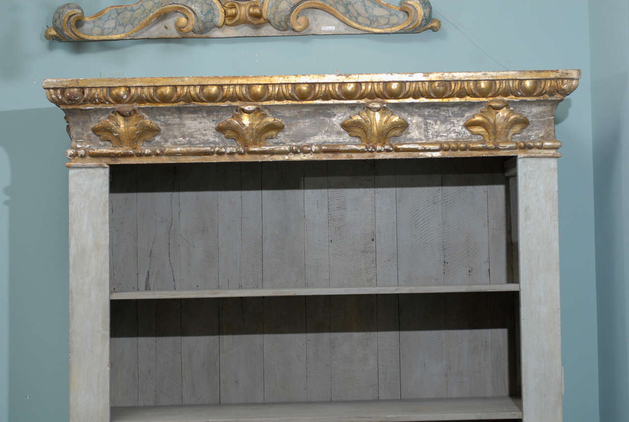 18th Century Italian Painted Wood Bookshelf with Egg and Dart Molding