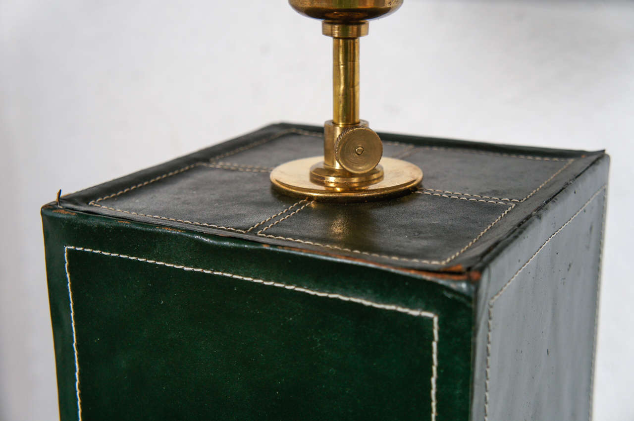 20th Century Wonderful Green Leather Lamps