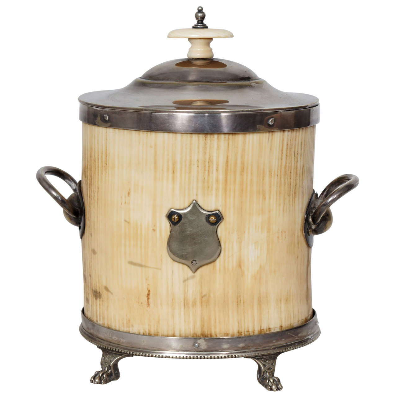 Silver and Ivory Tea Caddy For Sale