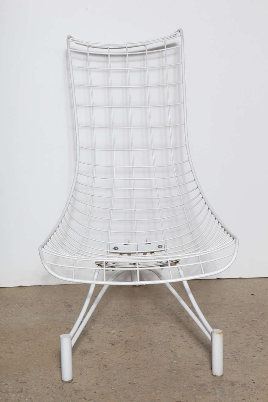 classic Vladimir Kagan (Kagan-Dreyfuss) Capricorn series Lounge Chair in White powder coated Steel.  Great for indoor or outdoor use