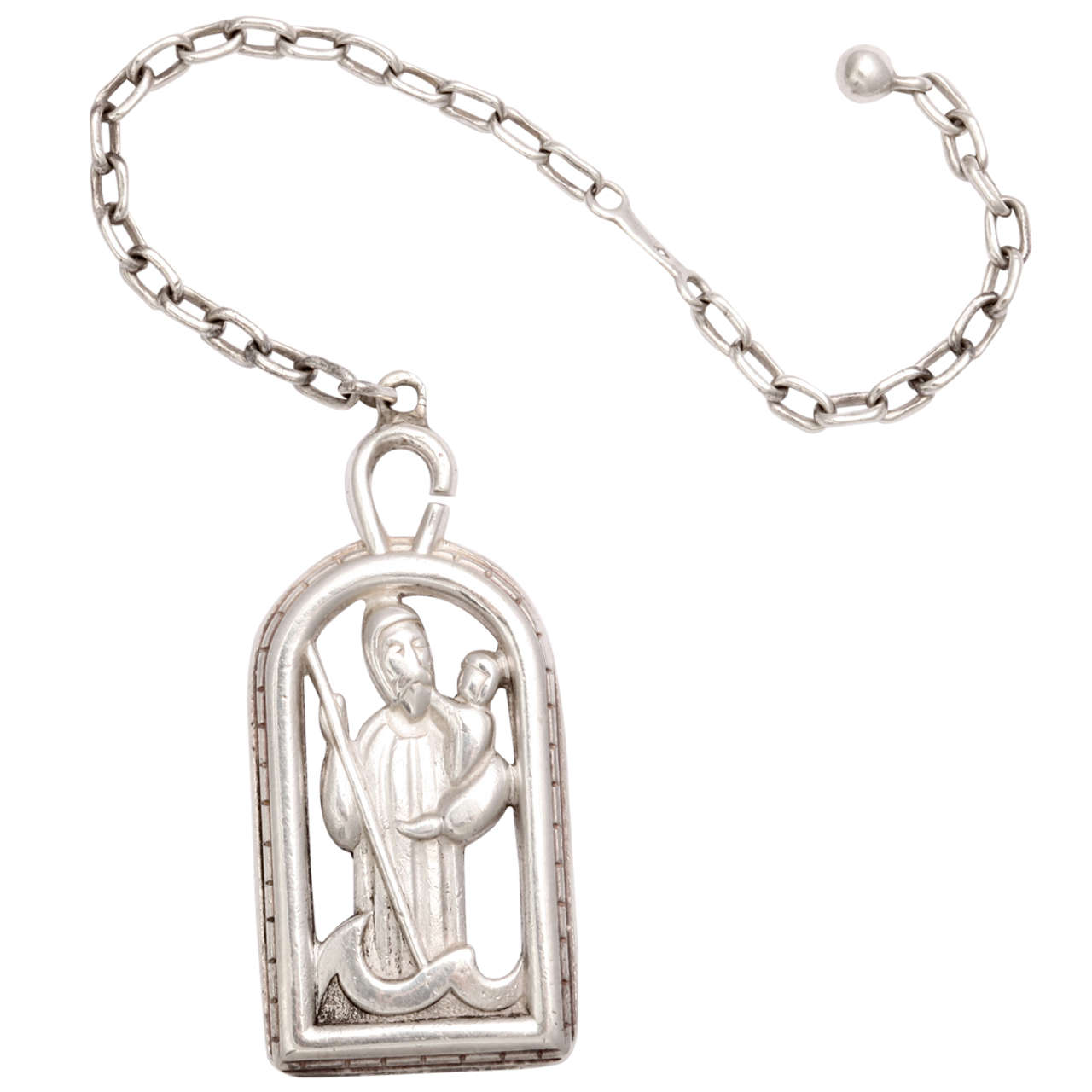 Hermes Sterling Silver Saint Christopher Key Chain