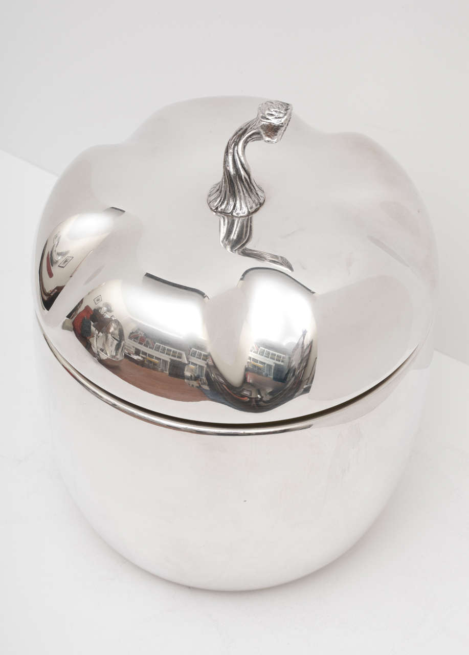 Mid-Century Modern Large Mid Century Silver Apple Ice Bucket