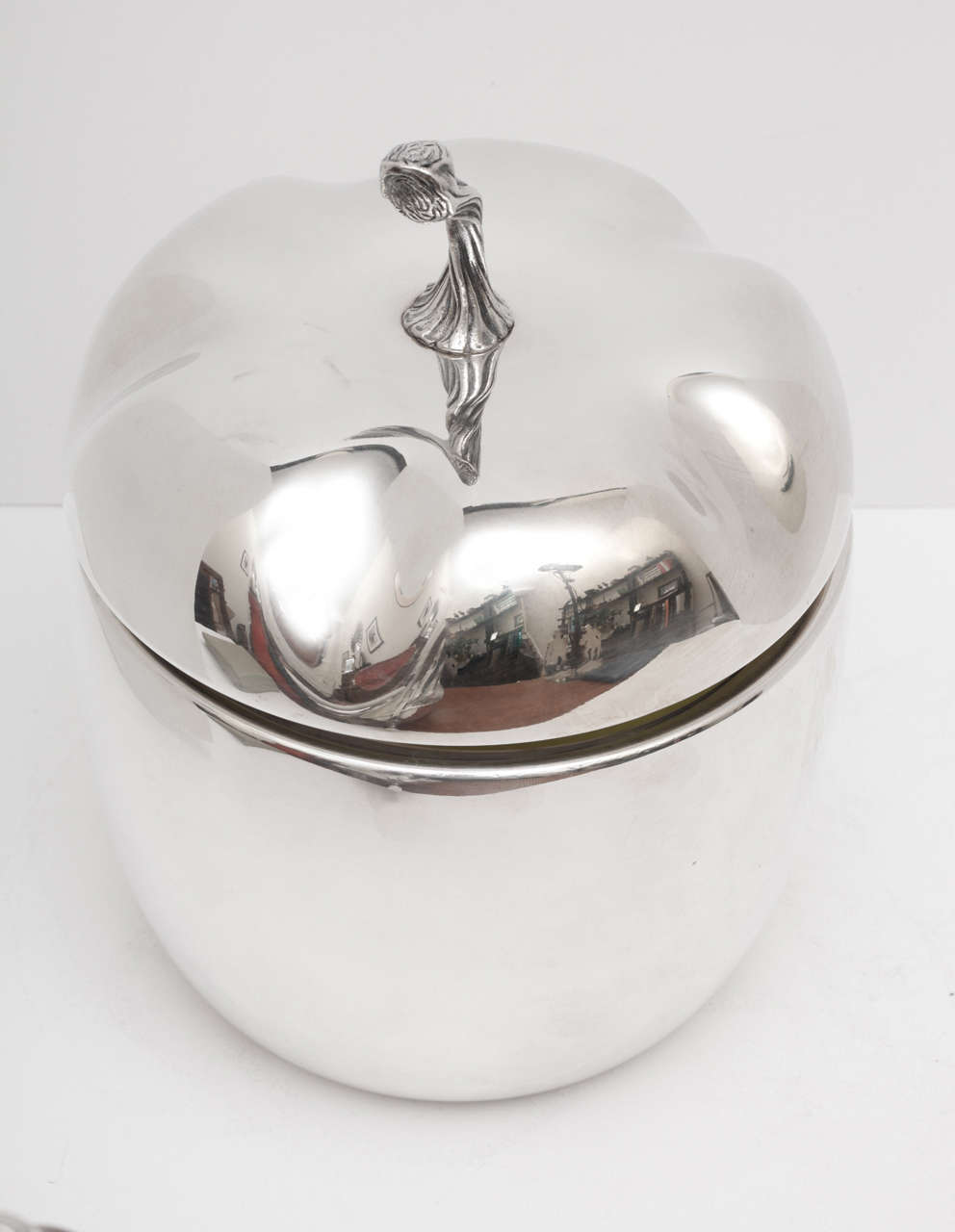 Large Mid Century Silver Apple Ice Bucket 1