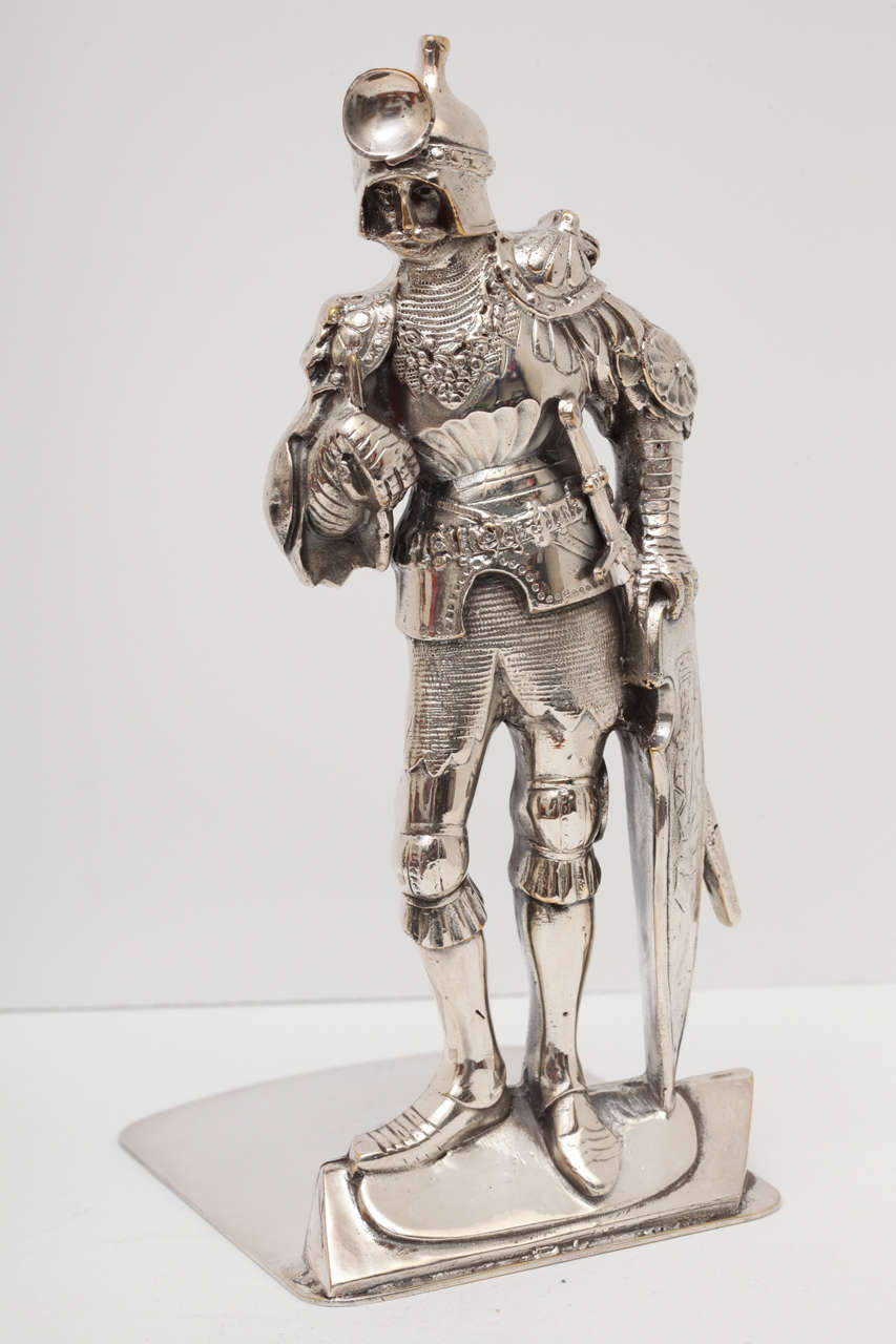 Unknown Very Unusual Pair of Silver Plate Medieval Knight Bookends