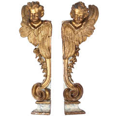 18th Century Pair Of Angels