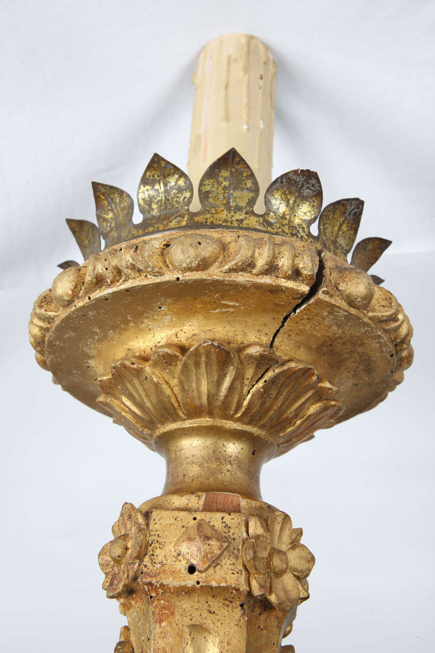 Carved Rare Huge 18Th Century Torch Holders For Sale