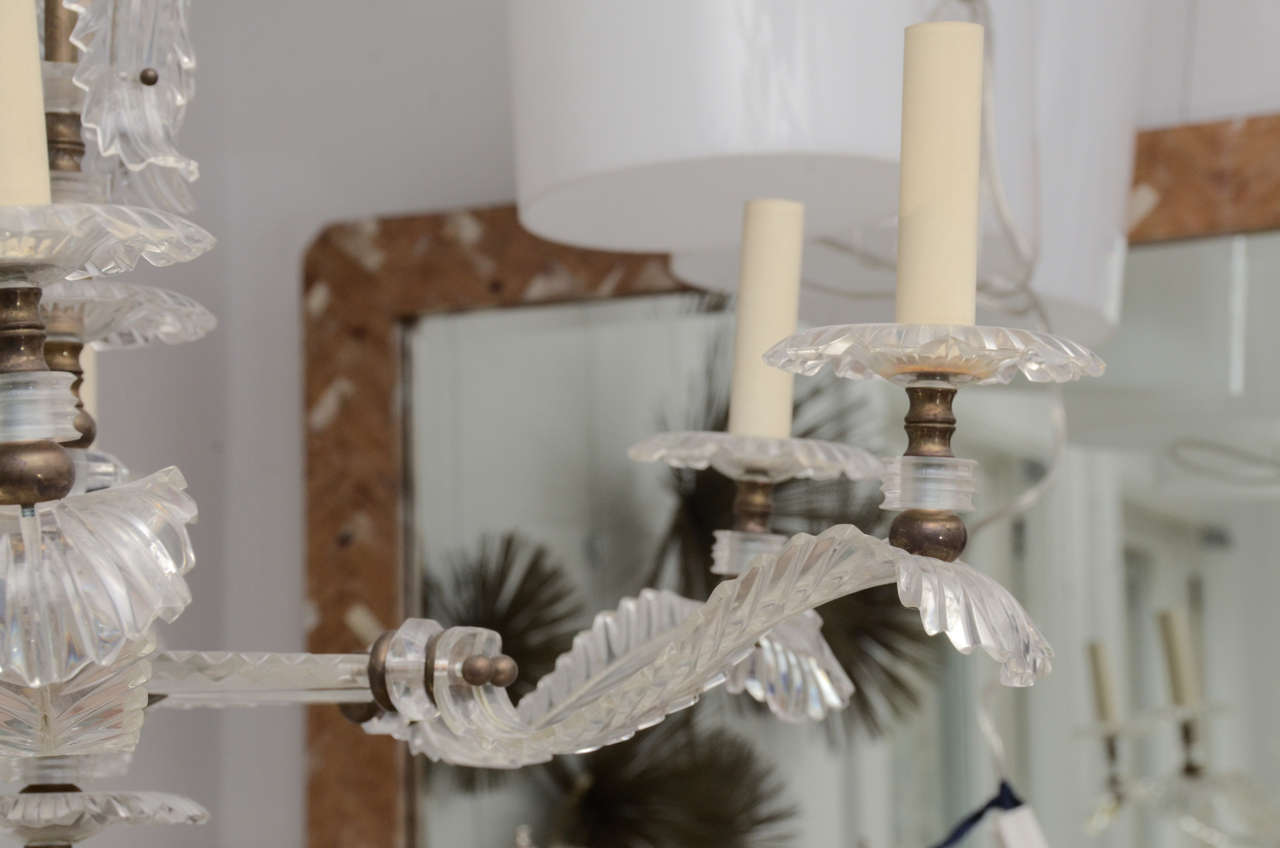 Mid-20th Century Six Arm Lucite Feather Chandelier For Sale