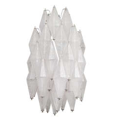 Diamond Chandelier Composed of Polygonal Glass Elements by Venini