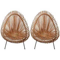 Vintage Pair of Albini Rattan Chairs