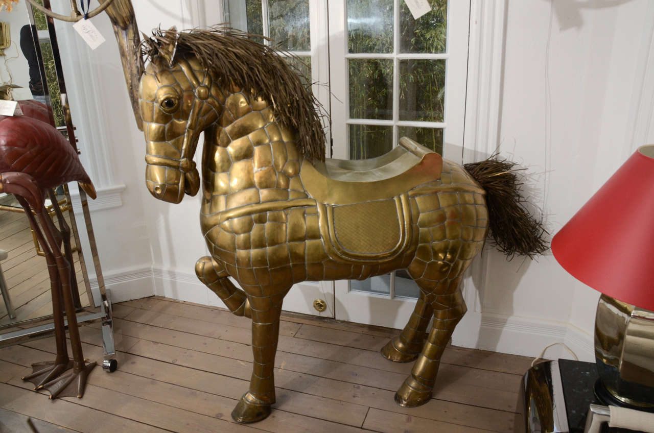 Mid-Century Modern Sergio Bustamante Brass Sculptural Horse