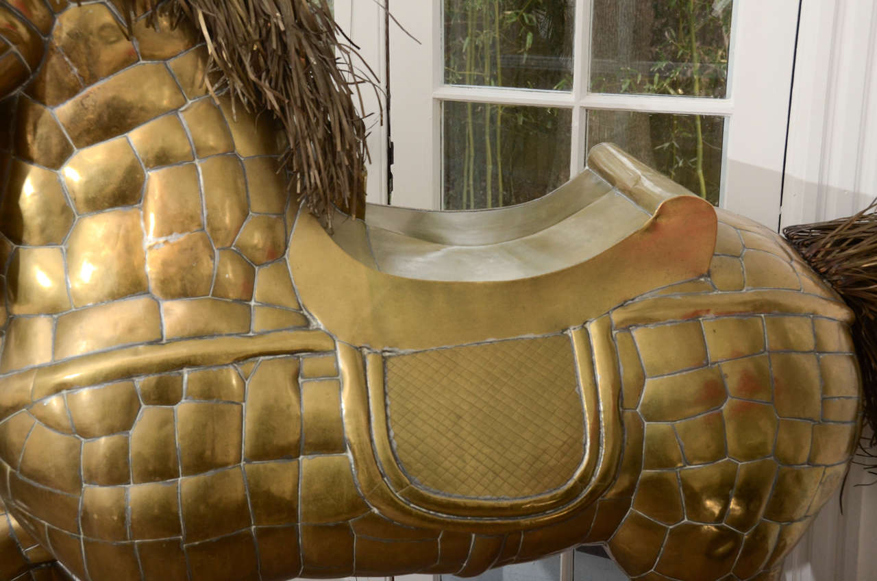 Sergio Bustamante Brass Sculptural Horse In Excellent Condition In Bridgehampton, NY
