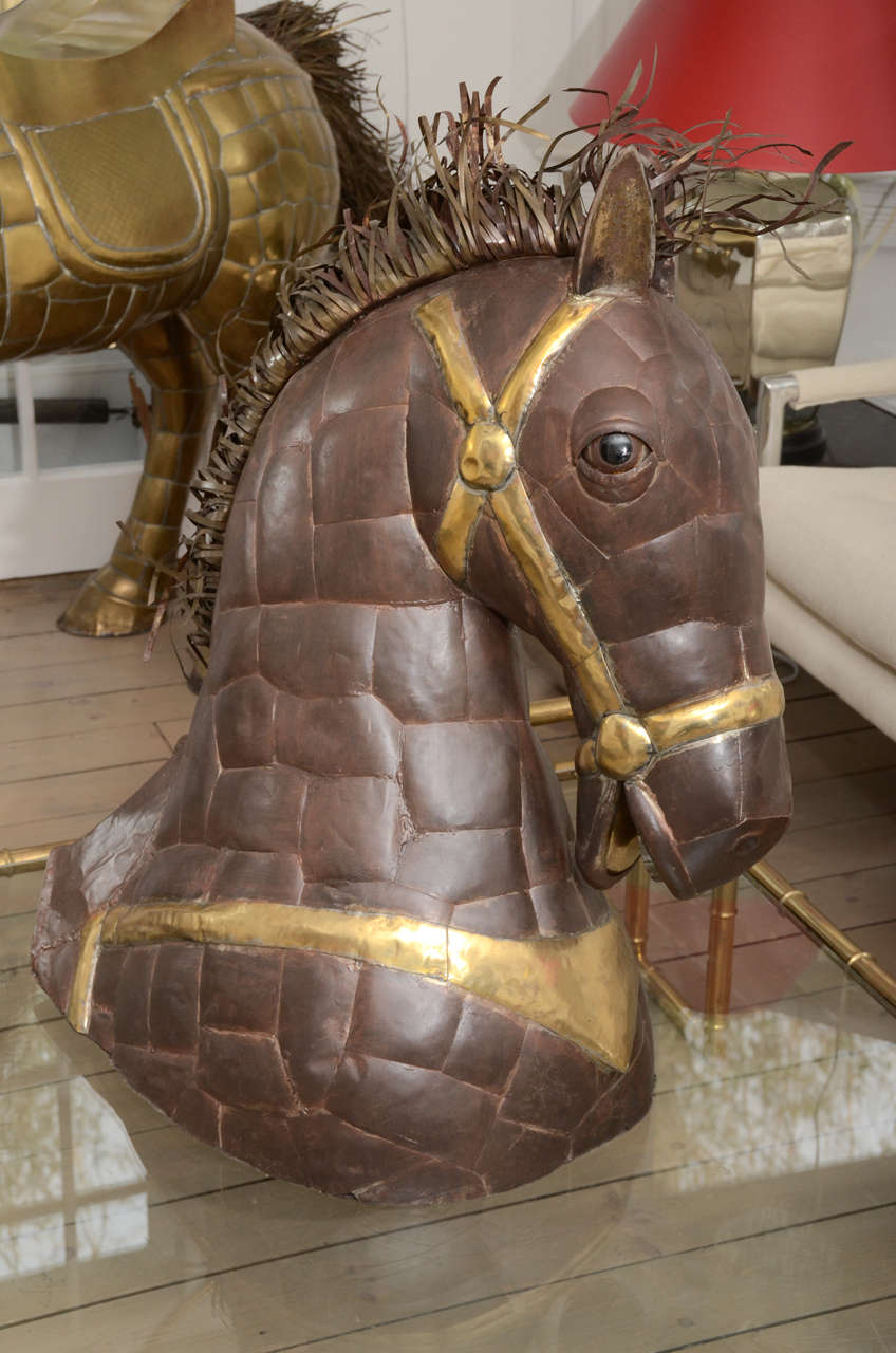 Sergio Bustamante Brass Sculptural Horse Head