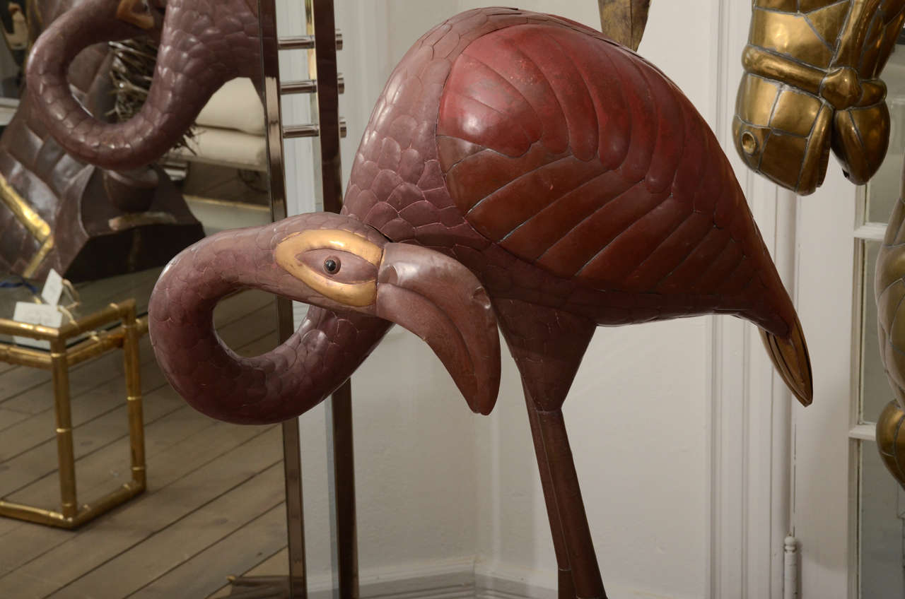Mid-Century Modern Sergio Bustamante Brass Flamingo Sculpture