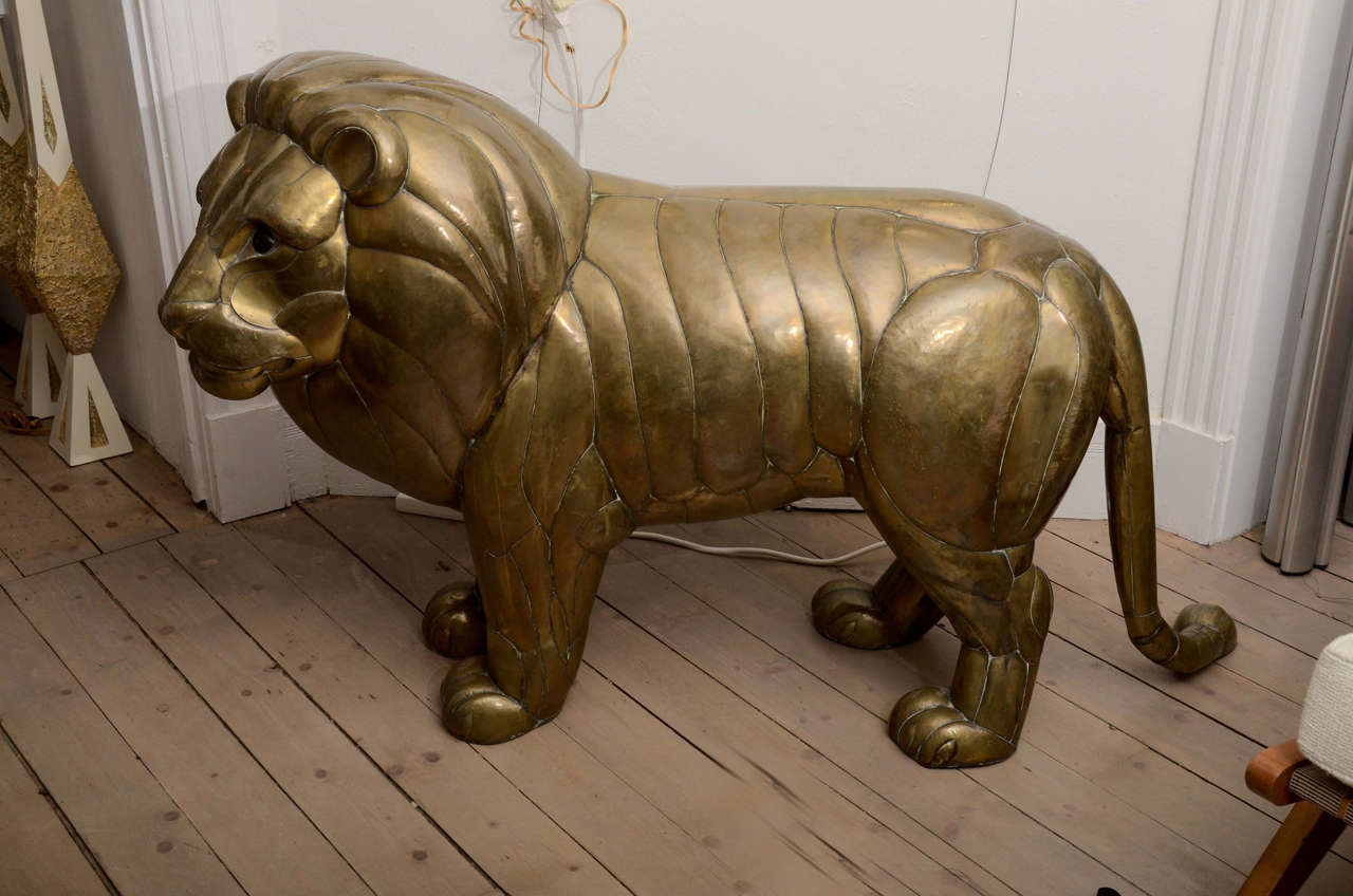 Sergio Bustamante Brass lion Sculpture 