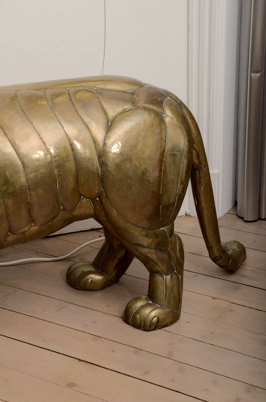 Mid-Century Modern Sergio Bustamante Brass Lion Sculpture