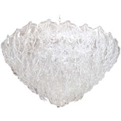Murano Glass Leaves Chandelier in the Style of Venini (39" diam. x 25" h)