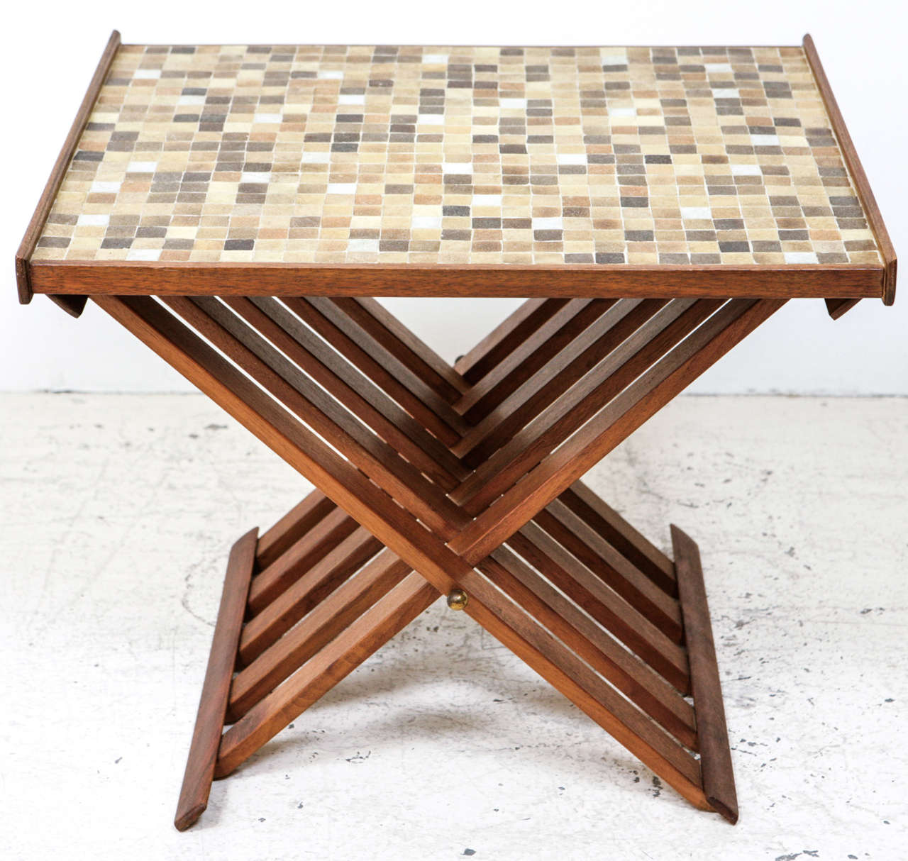 Glass Tile-Topped Folding Side Table