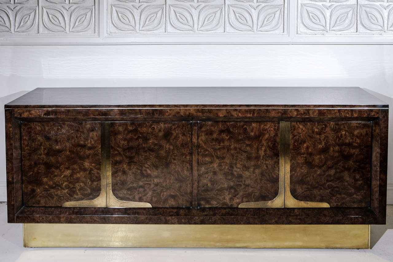 Mastercraft Burled Wood & Brass Sideboard/Dresser