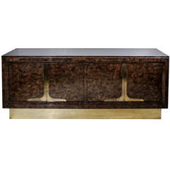 Mastercraft Burled Wood & Brass Sideboard/Dresser