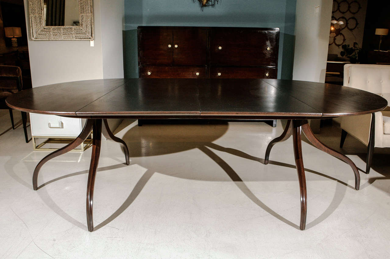 Large walnut Dunbar dining table with two 22
