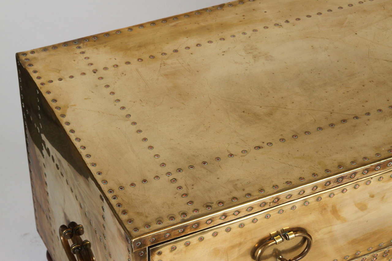 Mid-20th Century Brass Trunk with Drawers 
