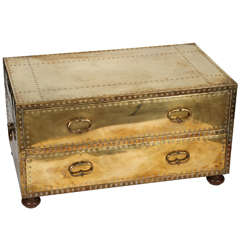 Vintage Brass Trunk with Drawers 
