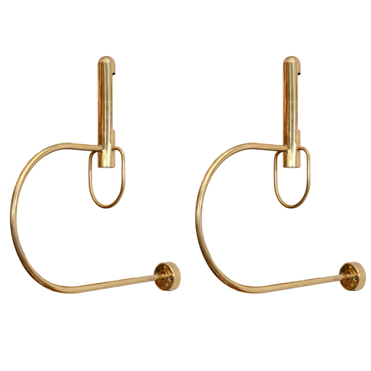 Pair of Italian Brass Loop Wall Sconces