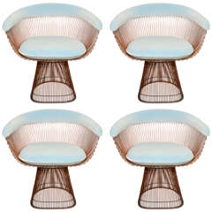 Set of 4 Vintage Bronze Chairs by Warren Platner for Knoll