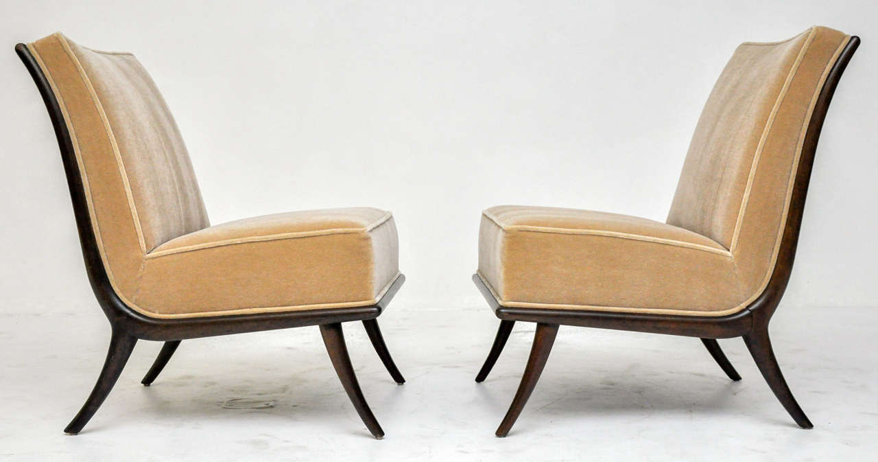 Mid-Century Modern T.H. Robsjohn-Gibbings Slipper Chairs