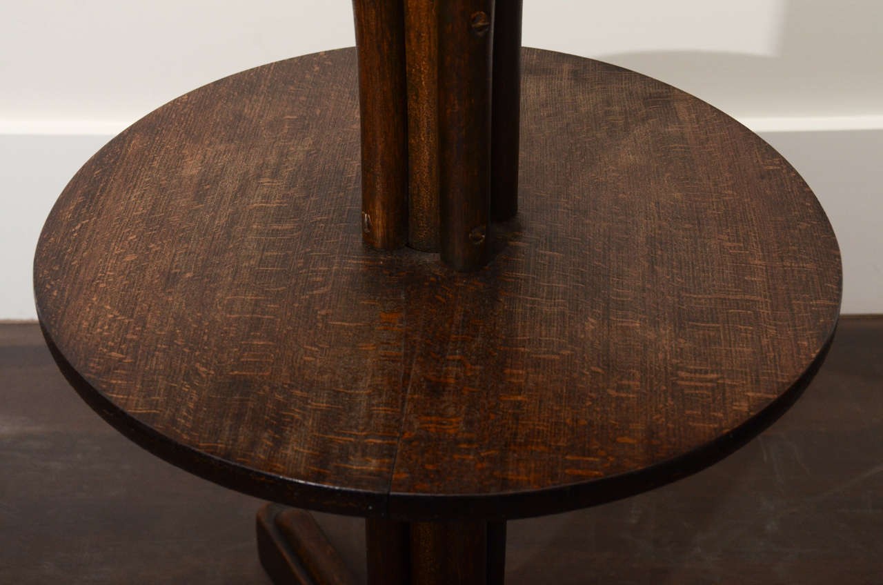 Two-Tiered Round Wooden Side Table in the Style of Thonet  1