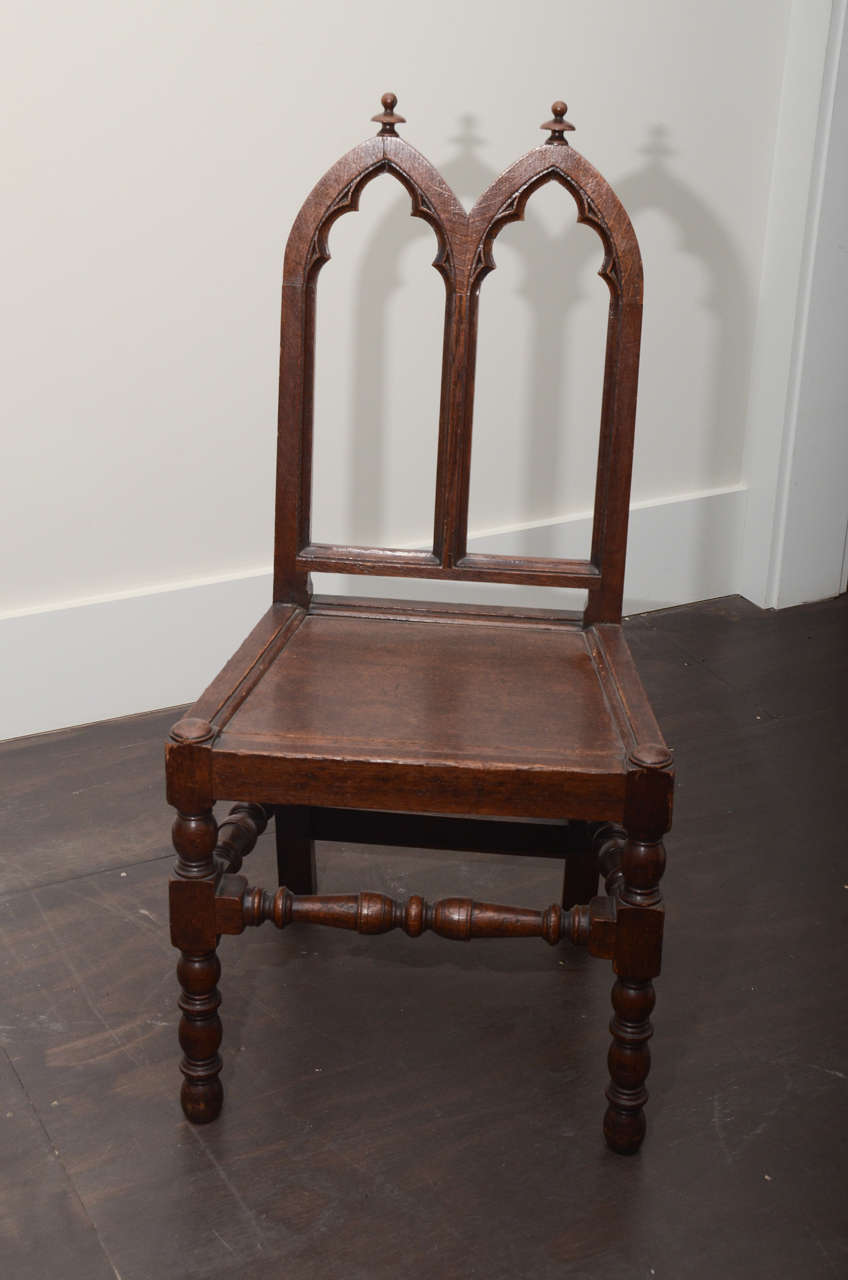 Gothic Oak Side Chair For Sale at 1stDibs
