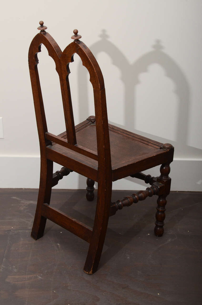Gothic Oak Side Chair For Sale at 1stDibs