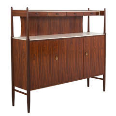 Danish Two Tier Rosewood Buffet with Brass Details 5