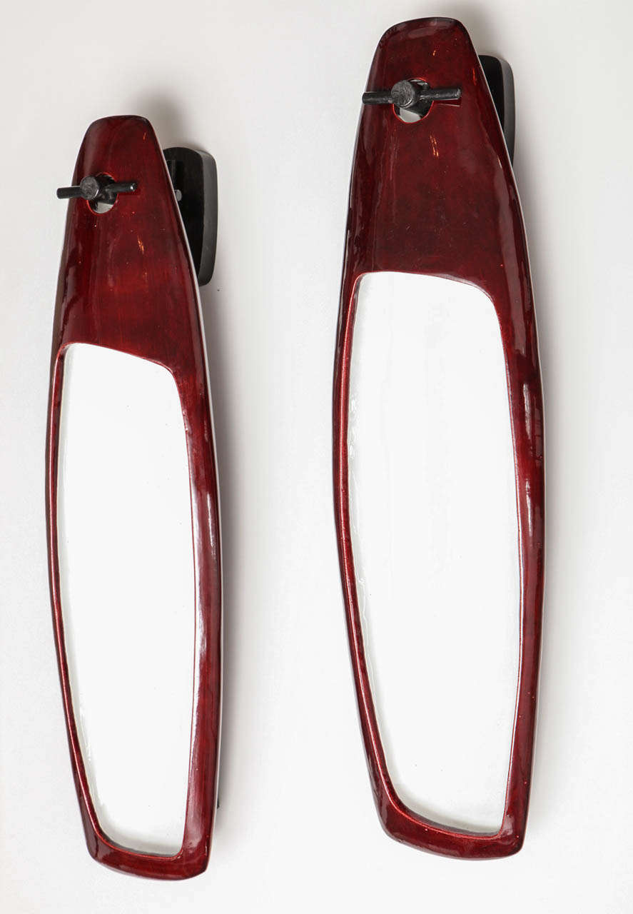 Pair of Red Ceramic Sconces by Francois Salem In New Condition In New York, NY