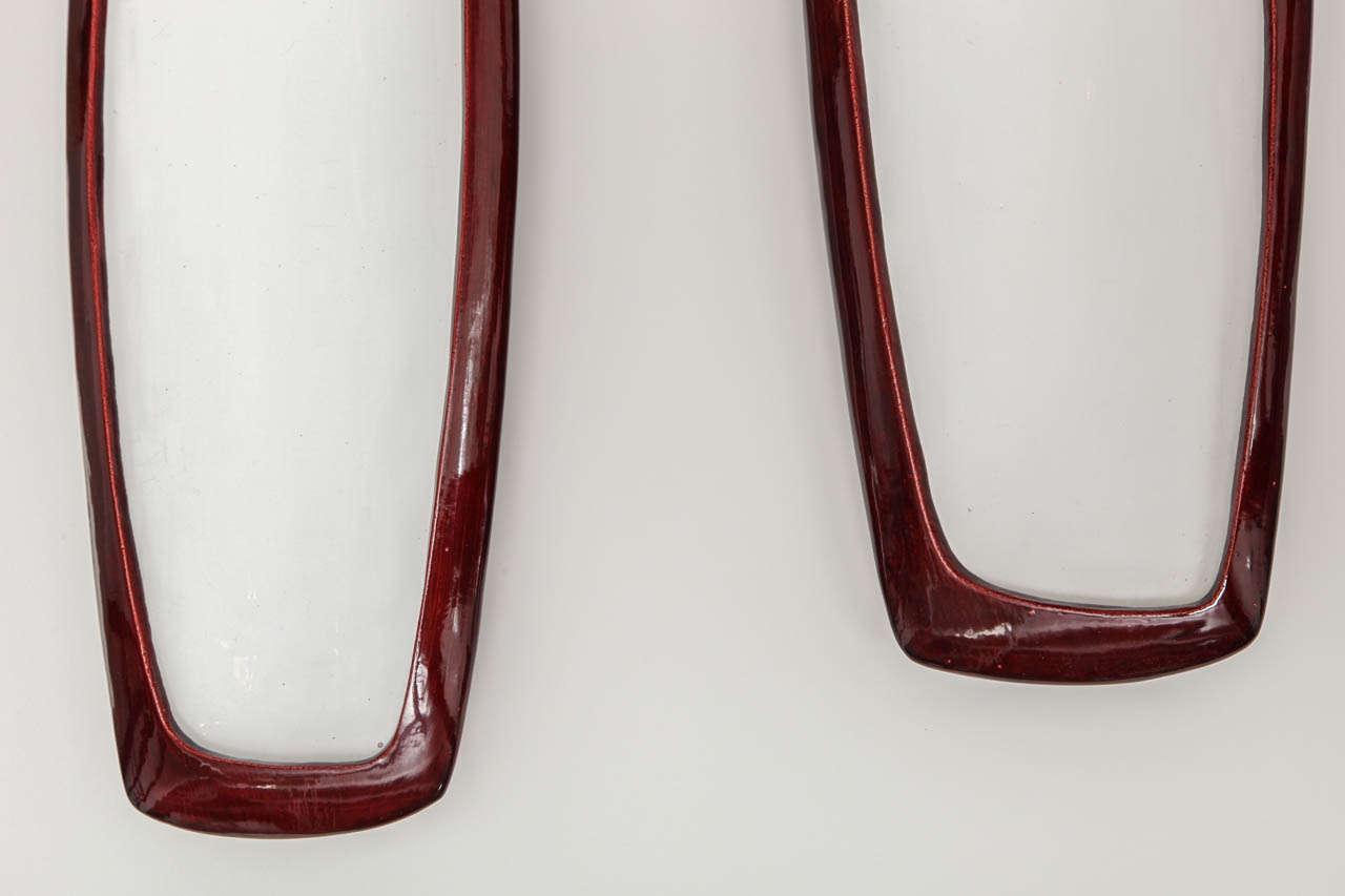 Contemporary Pair of Red Ceramic Sconces by Francois Salem
