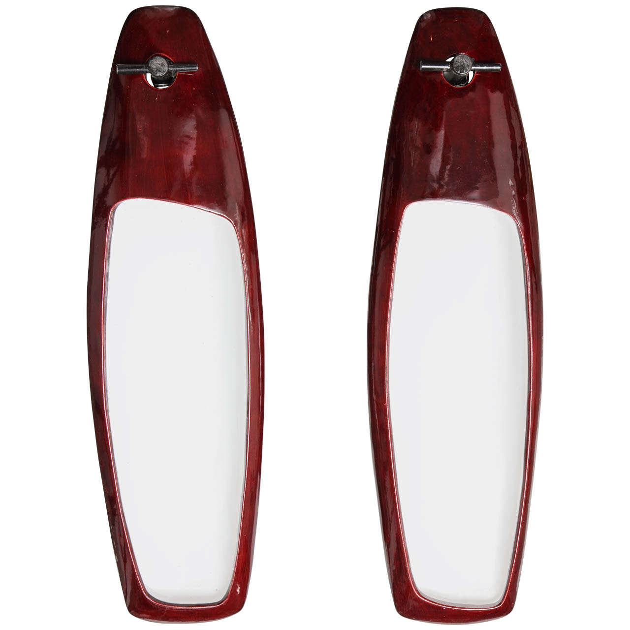 Pair of Red Ceramic Sconces by Francois Salem